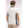 Polo ETE MC EDEN PARK en coton blanc et découpes marine coupe slim