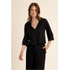 Chemisier été crop, en coton/lin noir MOLLY BRACKEN