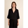 Chemisier été crop, en coton/lin noir MOLLY BRACKEN