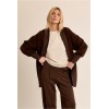 Long gilet femme HIVER, en maille marron MOLLY BRACKEN