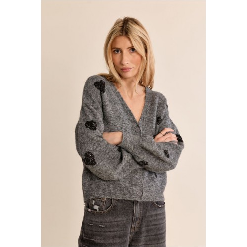 Cardigan femme HIVER, manches ballon, motif cœur MOLLY BRACKEN