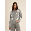 Cardigan femme HIVER, en maille à fleurs gris clair MOLLY BRACKEN
