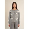 Cardigan femme HIVER, en maille à fleurs gris clair MOLLY BRACKEN