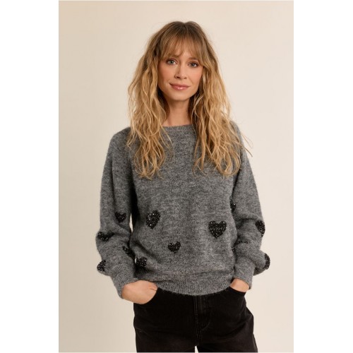 Pull femme HIVER, manches ballon, motif cœur MOLLY BRACKEN