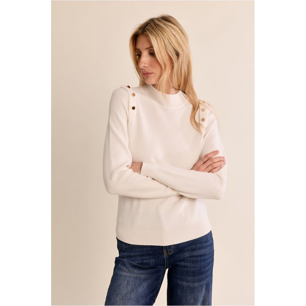 Pull femme HIVER, fin col montant ivoire MOLLY BRACKEN