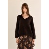 Pull femme HIVER, en maille marron, col V MOLLY BRACKEN
