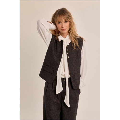 Gilet femme HIVER, droit sans manches anthracite MOLLY BRACKEN