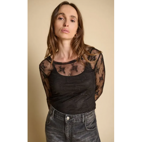 Top HIVER Sophie, noir dentelle LE TEMPS DES CERISES