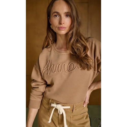 Sweat HIVER femme Lacet, camel LE TEMPS DES CERISES