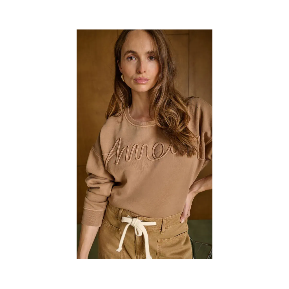 Sweat HIVER femme Lacet, camel LE TEMPS DES CERISES