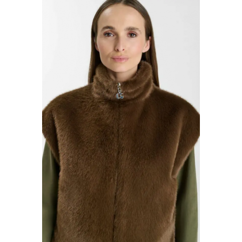Gilet HIVER femme, marron réversible Fauve LE TEMPS DES CERISES