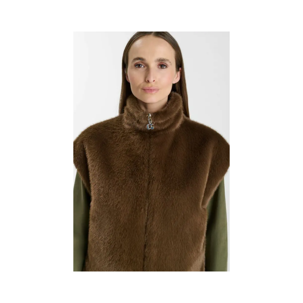 Gilet HIVER femme, marron réversible Fauve LE TEMPS DES CERISES