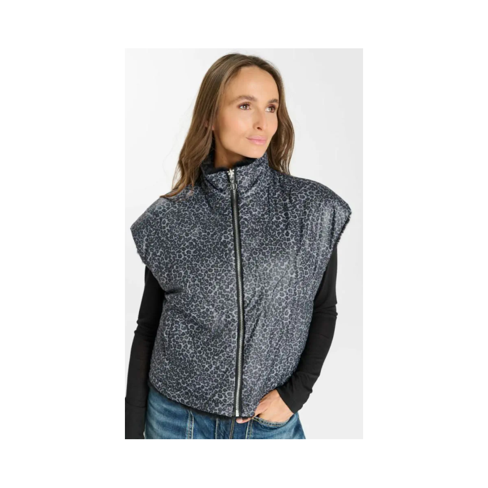 Gilet HIVER réversible Fauve, femme noir LE TEMPS DES CERISES