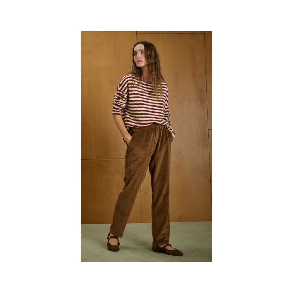 Pantalon HIVER femme, camel  en velours Gata LE TEMPS DES CERISES