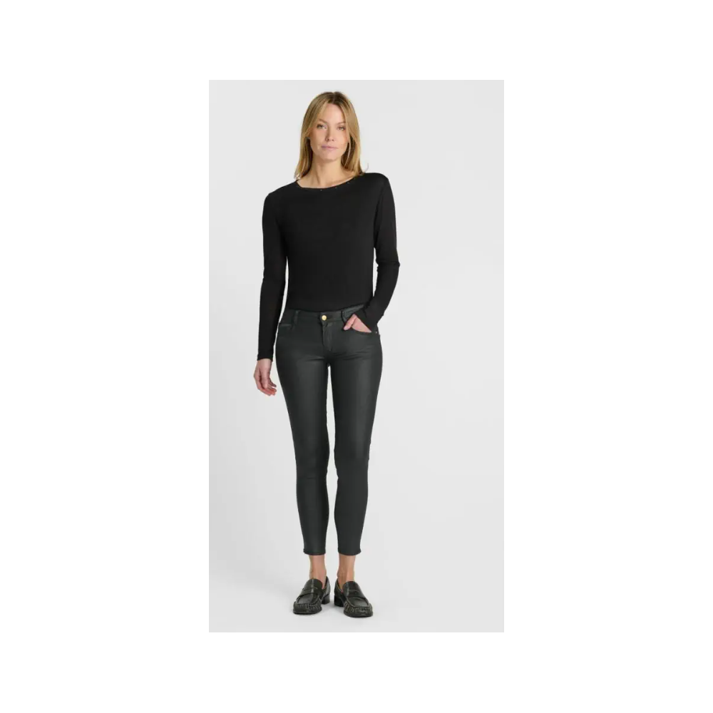 Jean HIVER femme, pulp slim Reggi noir brut enduit LE TEMPS DES CERISES