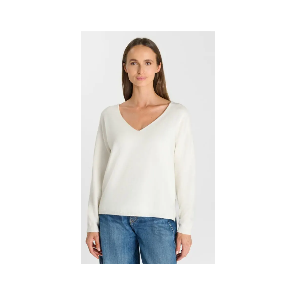 Pull HIVER femme Tinga, ivoire col v LE TEMPS DES CERISES