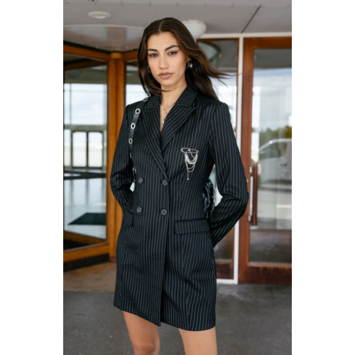 Robe HIVER, tailleur courte Femme black rayé FREEMAN