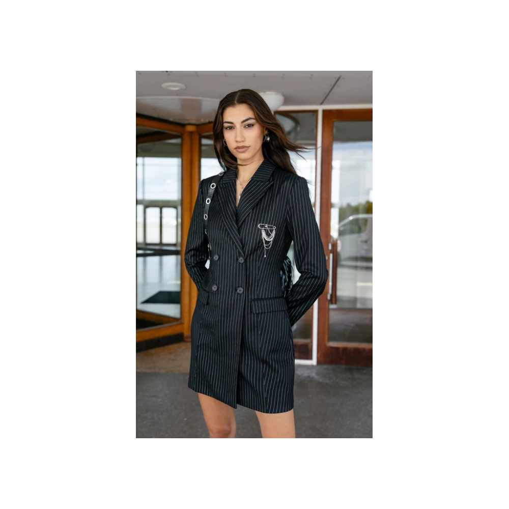 Robe HIVER, tailleur courte Femme black rayé FREEMAN