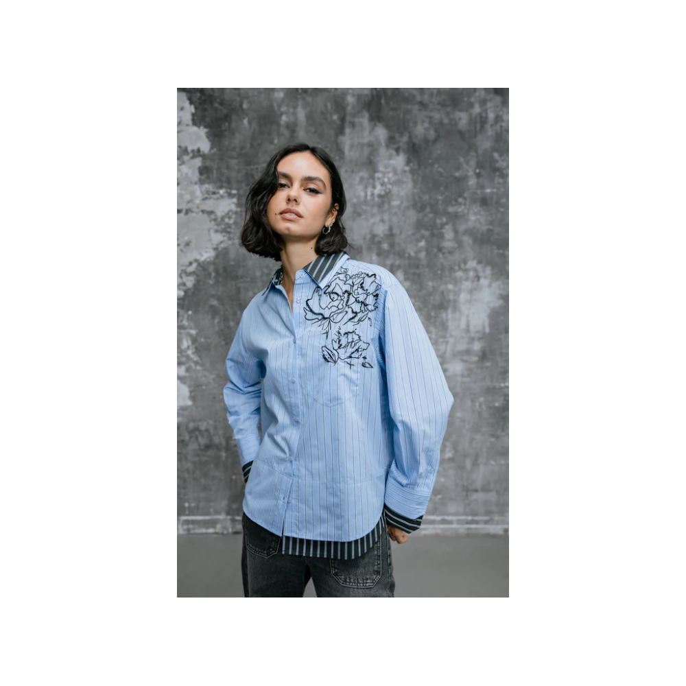 Chemise HIVER, oversize brodée Femme granada sky FREEMAN T PORTER