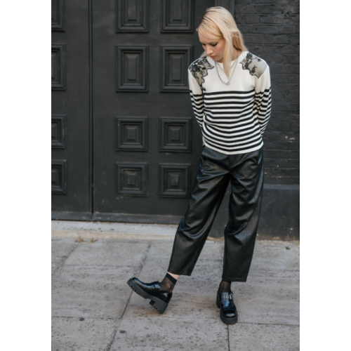 Pantalon HIVER, barrel 7/8 Femme simili noir FREEMAN T PORTER
