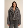 Veste HIVER femme, courte en fausse fourrure grise MOLLY BRACKEN