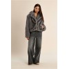 Veste HIVER femme, courte en fausse fourrure grise MOLLY BRACKEN