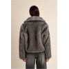 Veste HIVER femme, courte en fausse fourrure grise MOLLY BRACKEN