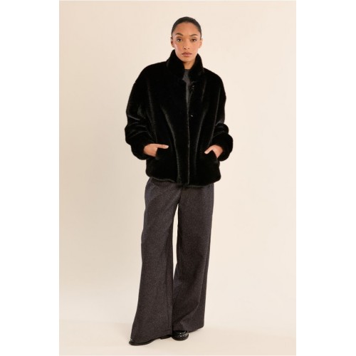 Veste HIVER femme, imitation fourrure noire MOLLY BRACKEN