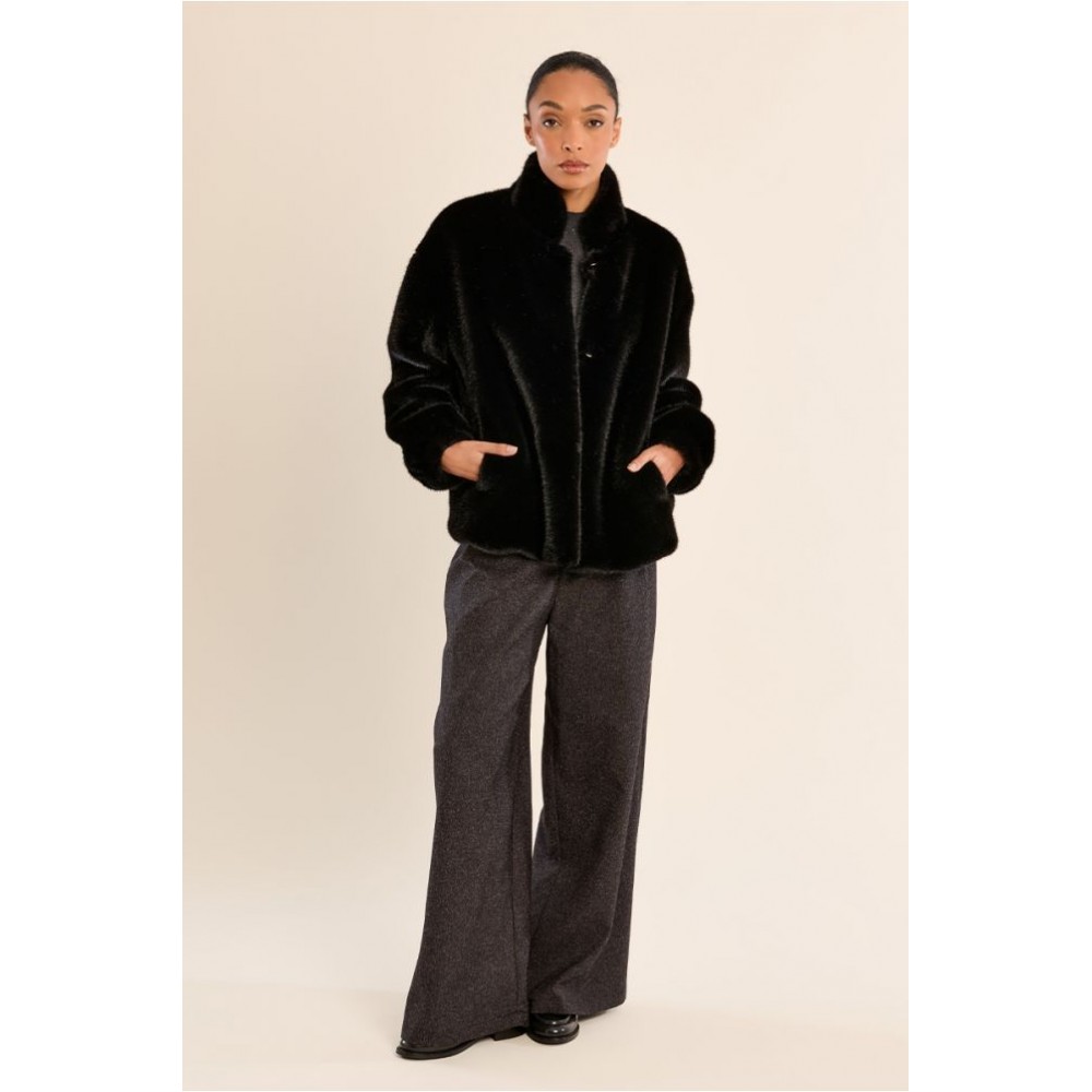 Veste HIVER femme, imitation fourrure noire MOLLY BRACKEN