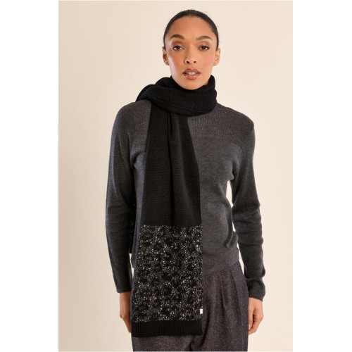 Écharpe femme HIVER, léopard, à paillettes noir MOLLY BRACKEN