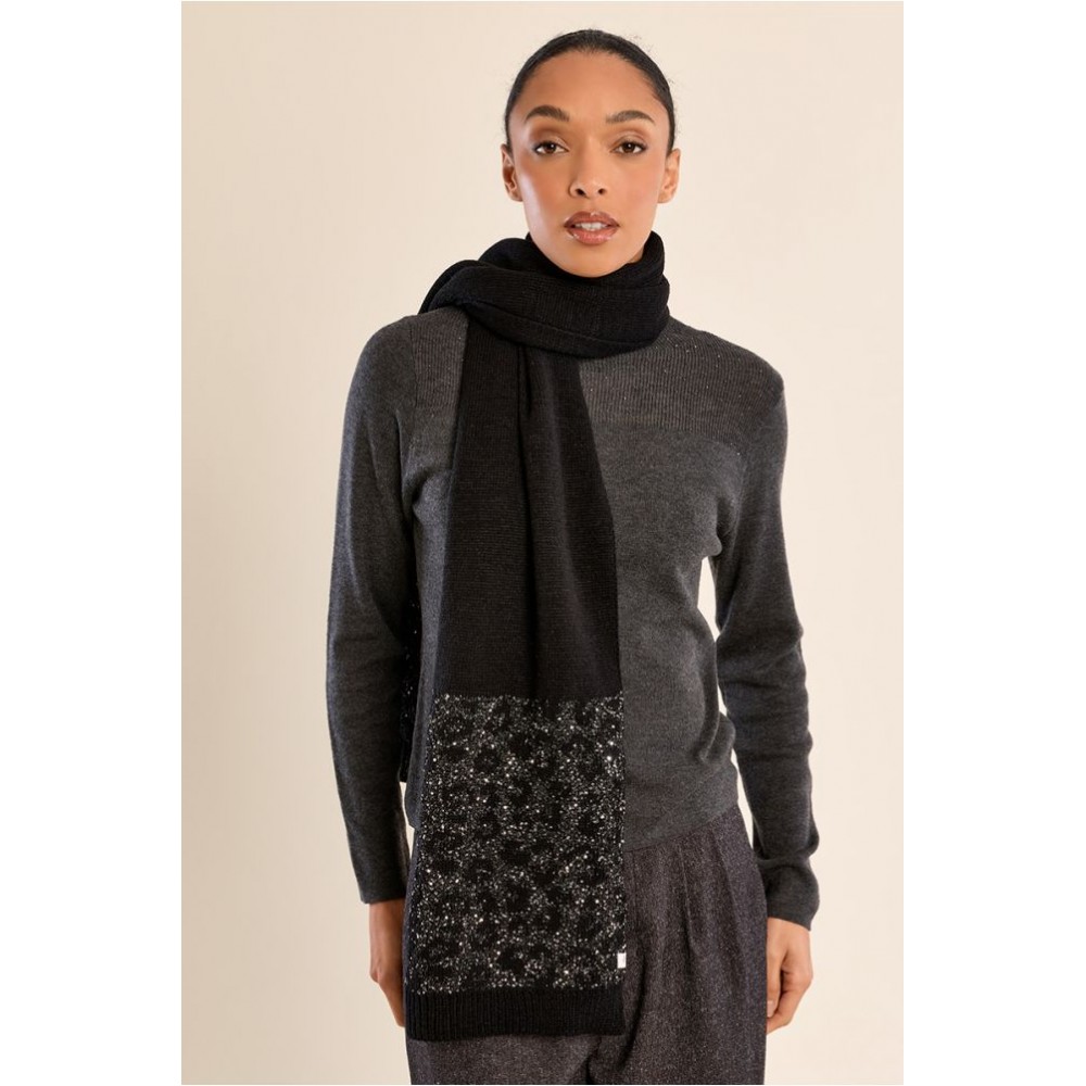 Écharpe femme HIVER, léopard, à paillettes noir MOLLY BRACKEN