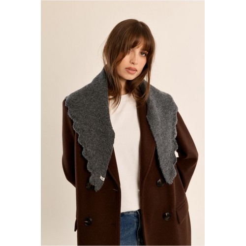 Col femme HIVER, en maille, broderies ajourées anthracite MOLLY BRACKEN