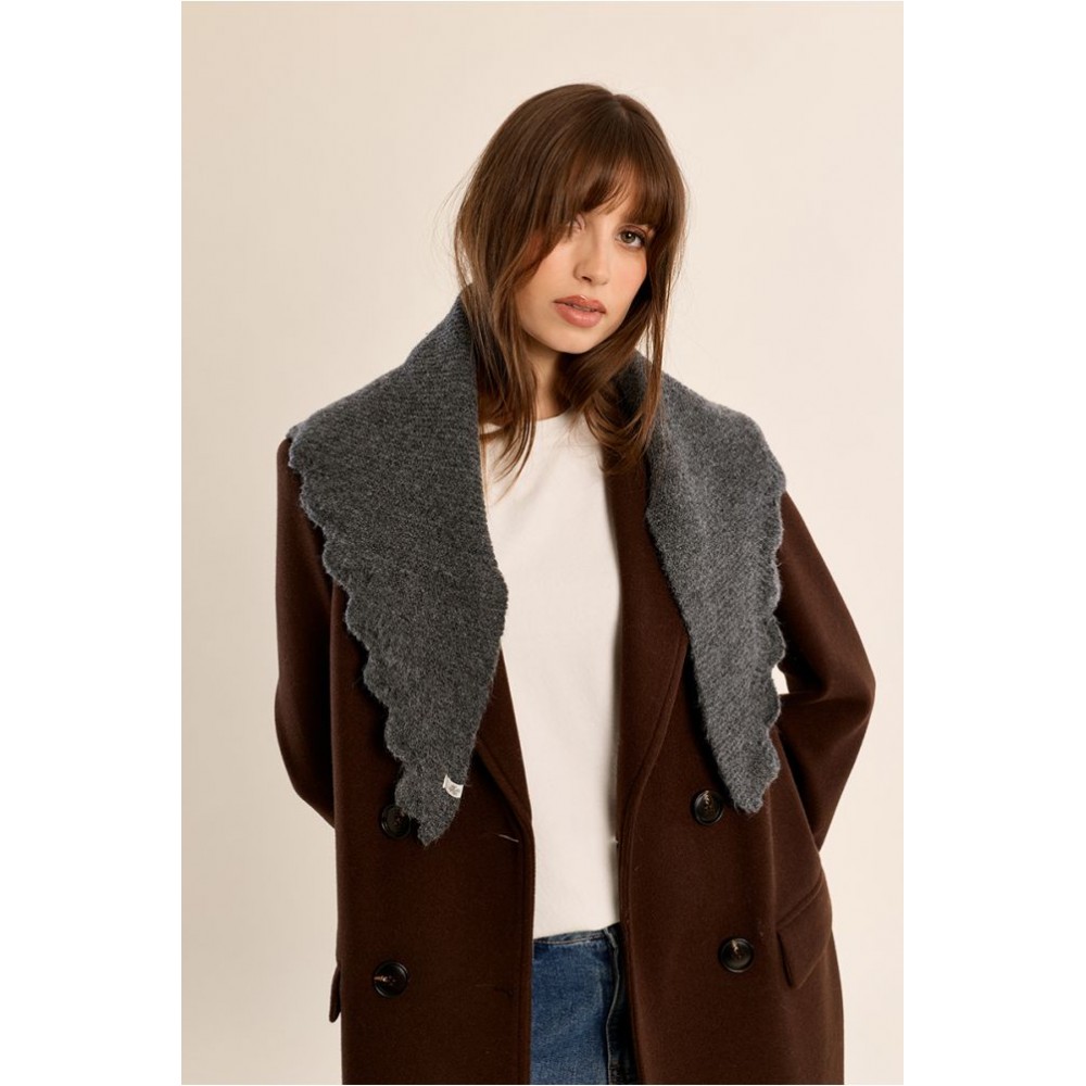 Col femme HIVER, en maille, broderies ajourées anthracite MOLLY BRACKEN