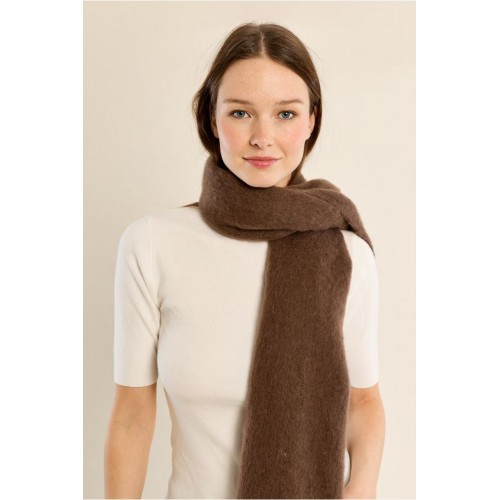 Écharpe femme HIVER, marron en maille, à franges MOLLY BRACKEN