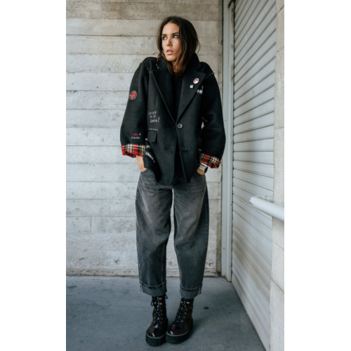 Blazer HIVER, rock détails tartan Femme black FREEMAN T PORTER