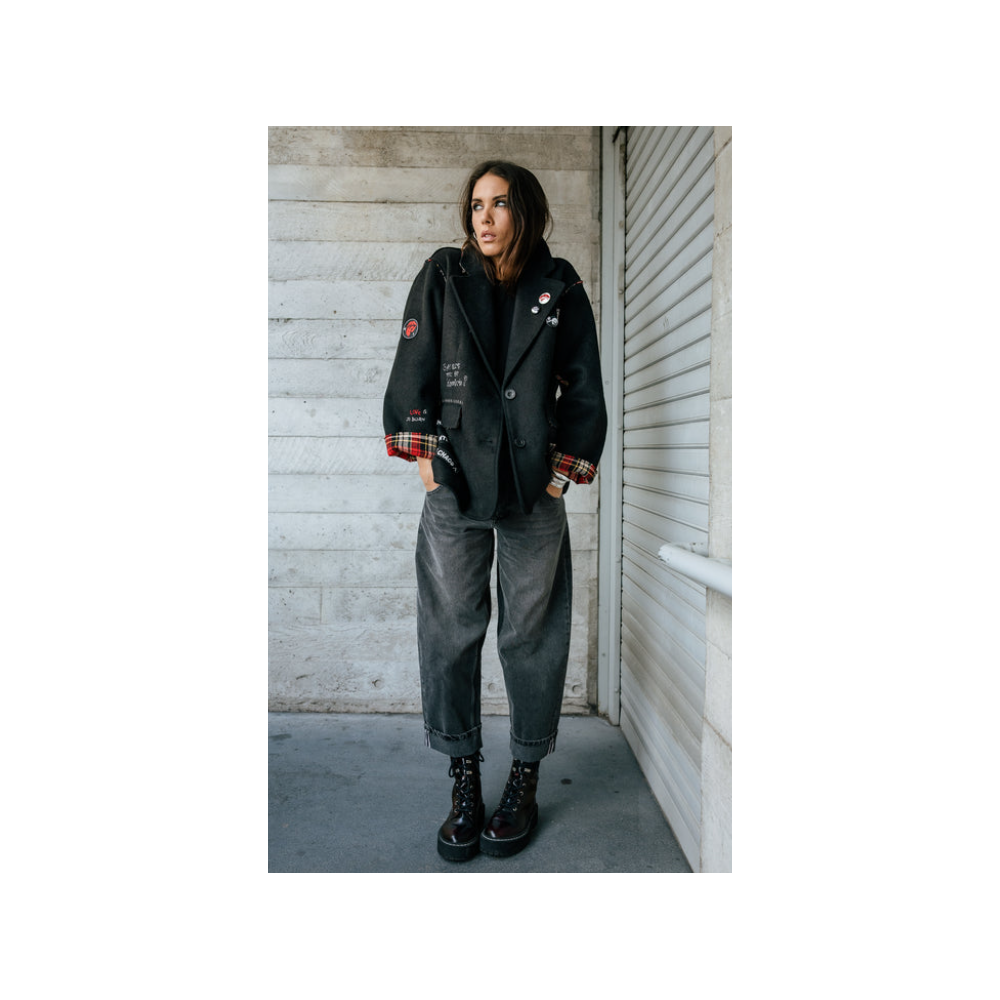 Blazer HIVER, rock détails tartan Femme black FREEMAN T PORTER