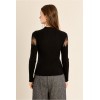 Pull femme HIVER, fin côtelé noir MOLLY BRACKEN