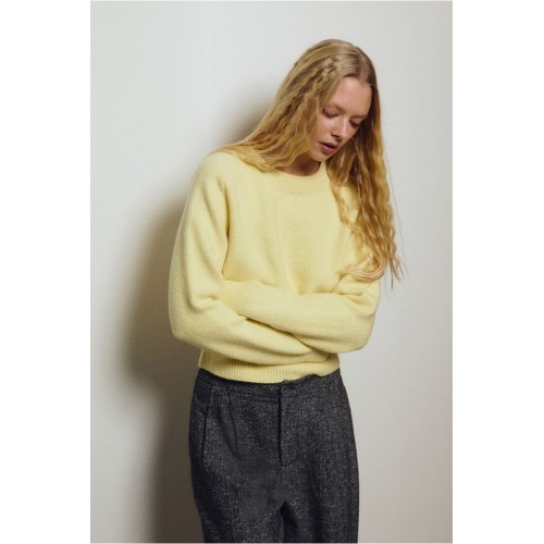 Pull femme HIVER, crop côtelé jaune MOLLY BRACKEN