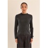 Pull fin HIVER femme, manches longues, col en semi-transparence anthracite MOLLY BRACKEN