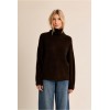 Pull femme HIVER,  marron à strass, côtelé, col roulé MOLLY BRACKEN