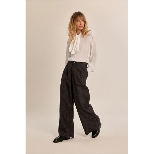 Pantalon femme HIVER, anthracite, taille haute, jambes larges MOLLY BRACKEN