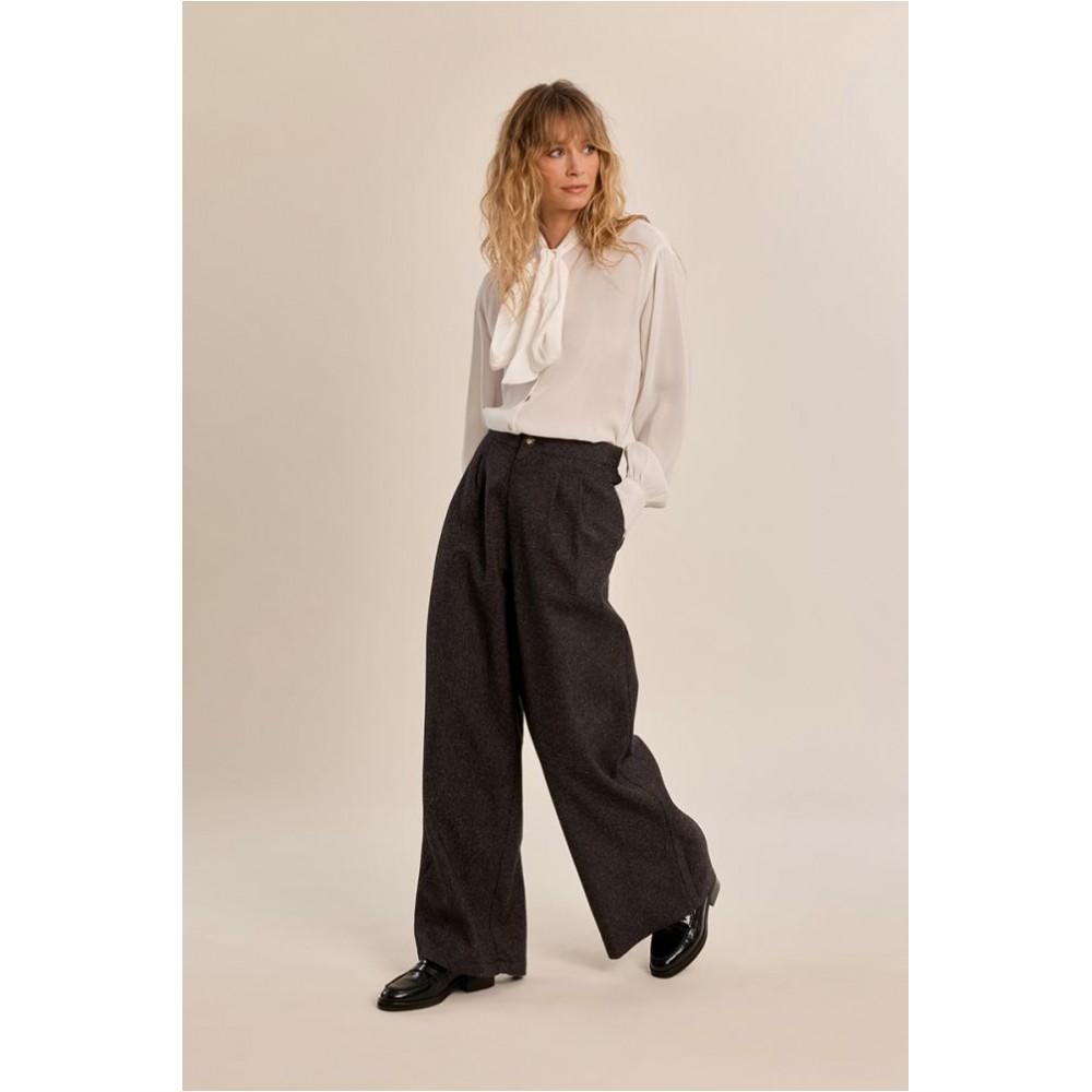 Pantalon femme HIVER, anthracite, taille haute, jambes larges MOLLY BRACKEN
