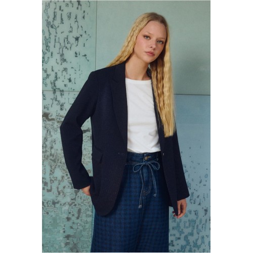 Blazer femme HIVER, marine à fines rayures, ajusté MOLLY BRACKEN