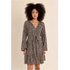 Robe HIVER, courte cintrée noire, imprimé ivoire et doré MOLLY BRACKEN