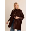 Cape femme HIVER, en maille marron, boutonnée MOLLY BRACKEN