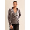 Blazer femme HIVER, court en velours gris MOLLY BRACKEN