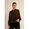 Blouse femme HIVER, volantée semi-transparente marron MOLLY BRACKEN