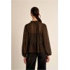 Blouse femme HIVER, volantée semi-transparente marron MOLLY BRACKEN