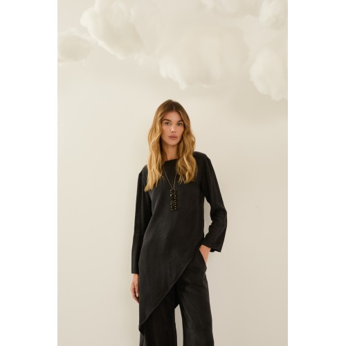 Tunique femme HIVER, noire asymétrique SOUVENIR