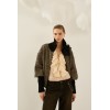 Blouson femme HIVER, chiné noir et beige, manches tricots SOUVENIR